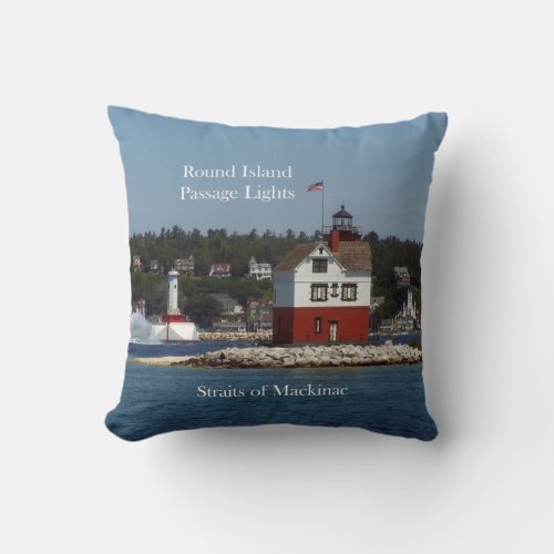 Round Island Passage Lights square pillow