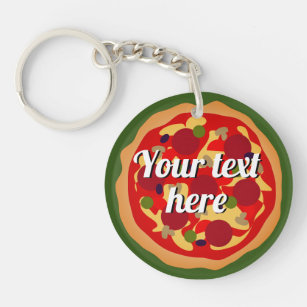Round Italian pepperoni pizza personalized Keychain