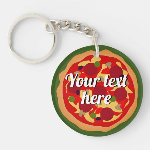 Round Italian pepperoni pizza personalized Keychain