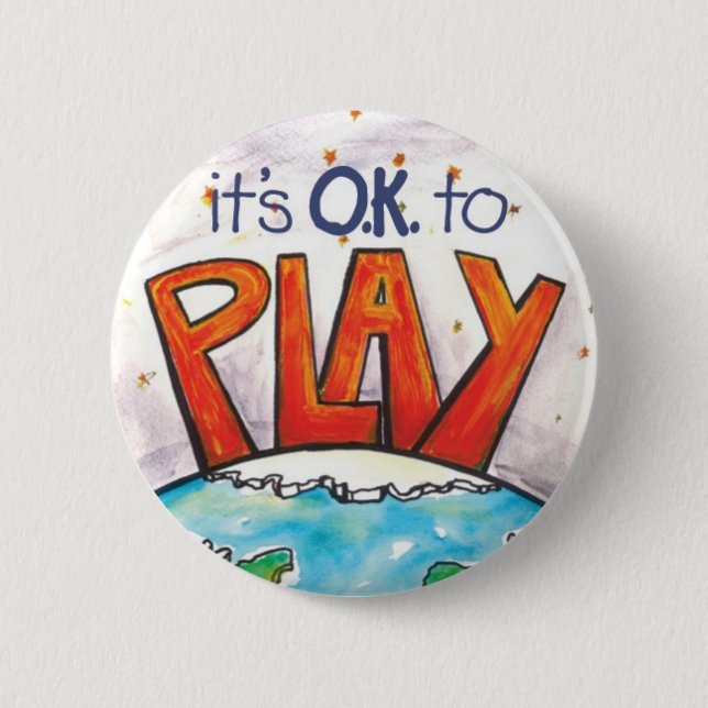 Round It's O.K. to Play Sticker Button (Front)