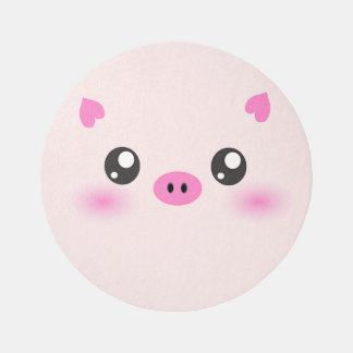Round Kawaii Pig Rug - Cute Pink Area Rug Carpet