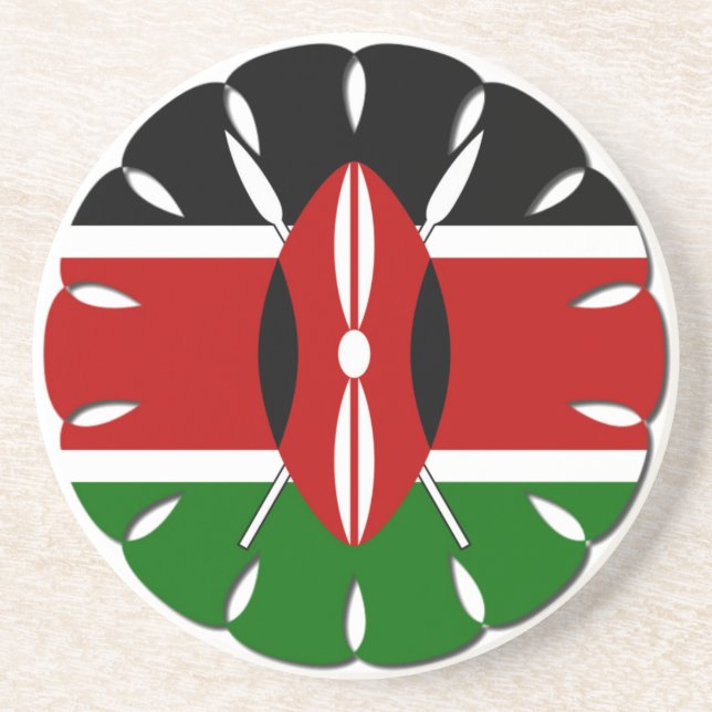 Round Kenyan Motif: A National Symbol Drink Coaster (Front)