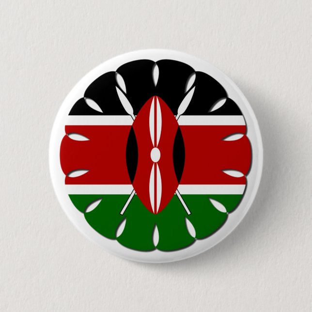 Round Kenyan Motif: A National Symbol Pinback Button (Front)