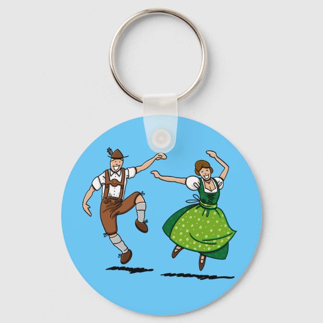 Round Keychain BEER FESTIVAL Dancing Couple (Front)
