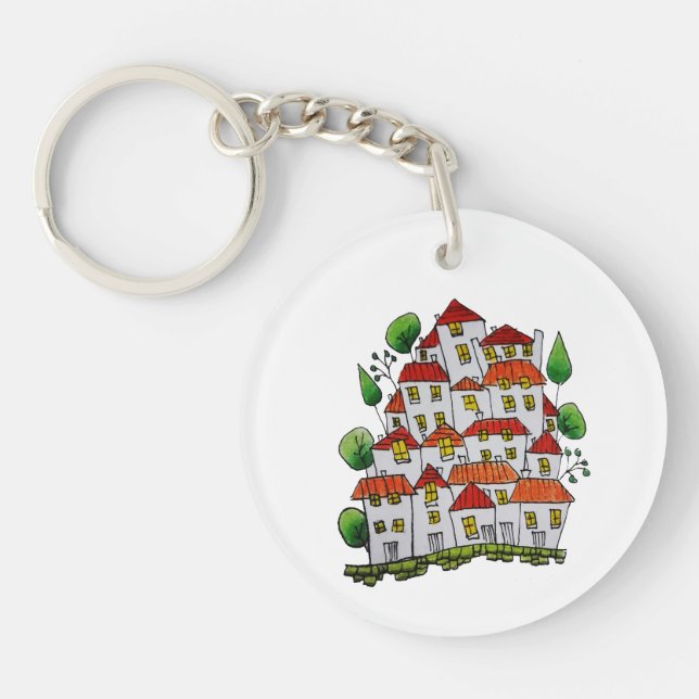 Round Keychain (Doodle - Hand-drawn) (Front)