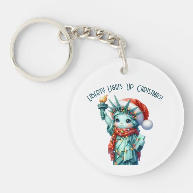 🔑 Round Keychain - Liberty Lights Up Christmas!  (Front)