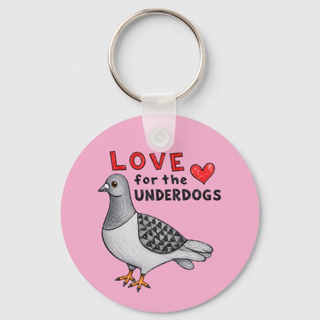 Round keychain with dove and heart (Front)
