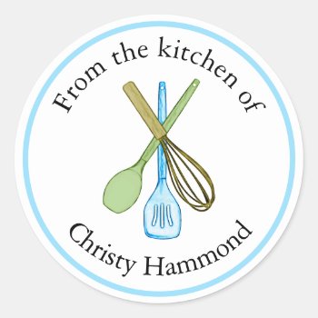 Round Kitchen Utensils Sticker - From The Kitchen by AJsGraphics at Zazzle