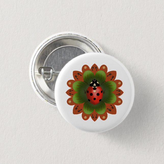 Round Ladybug  Button (Front & Back)