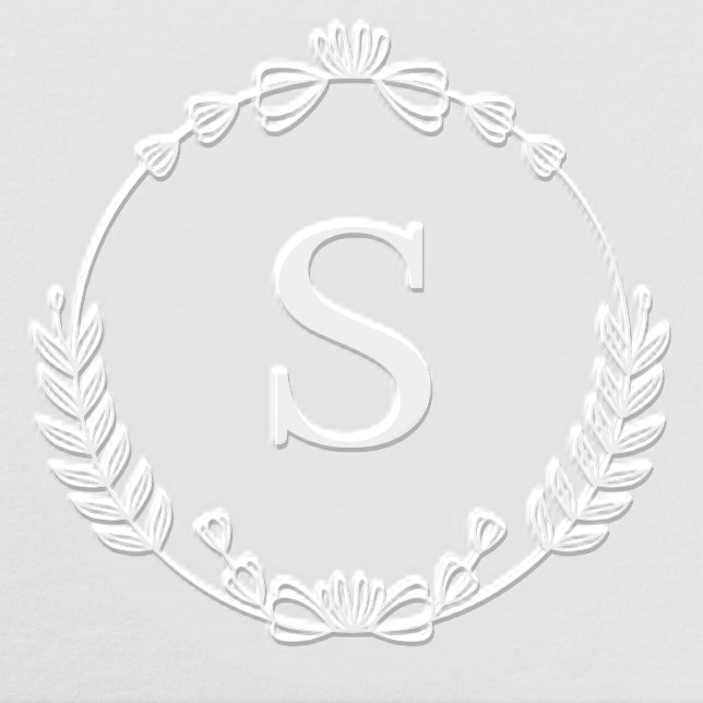 Round Leaves Wreath Monogram Embosser (Design)