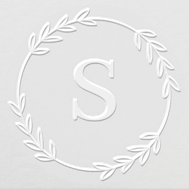 Round Leaves Wreath Monogram Embosser (Design)