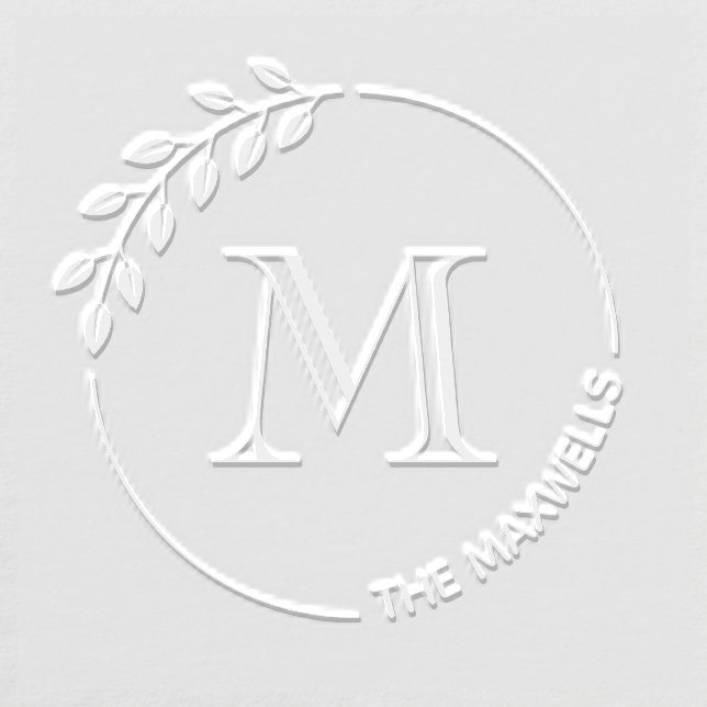 Round Leaves Wreath Monogram Family Name Embosser (Design)