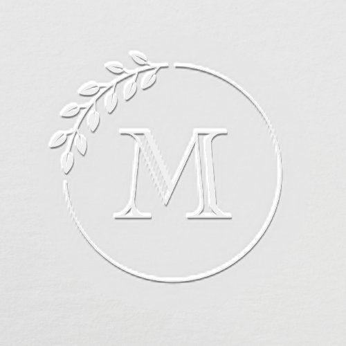 Round Leaves Wreath Monogram Initial Embosser