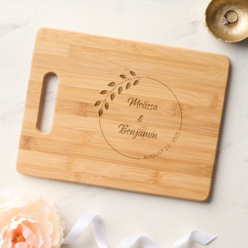 Round Leaves Wreath Wedding Save the Date 2 Cutting Board