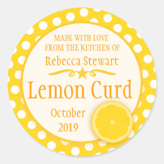 Round lemon curd baking label stickers