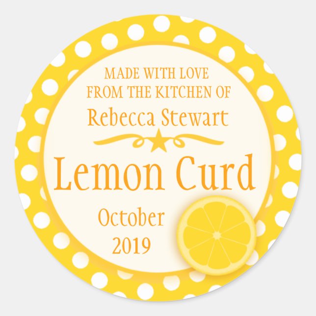 Round lemon curd baking label stickers (Front)