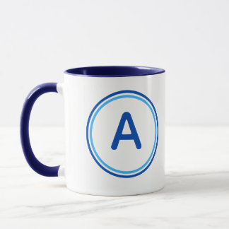 Round Letter Alphabet Blue Circle Design Mug