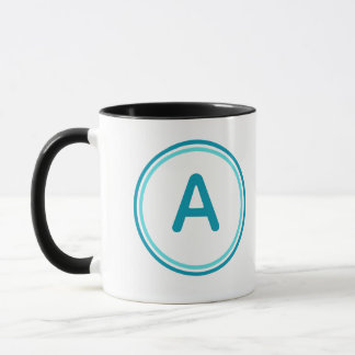 Round Letter Alphabet Cyan Circle Design Mug