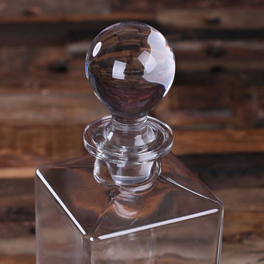 Round Lid Engraved Texas State Whiskey Decanter (Top)