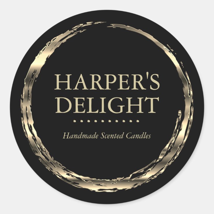 Round Light Grungy Gold and Black Labels | Zazzle