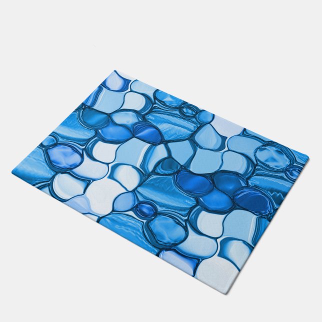 Round like stones in shades of royal blue doormat (Angled)