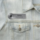 Round Logo Brushed Radial Metallic Silver Name Tag