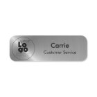 Round Logo Brushed Radial Metallic Silver Name Tag