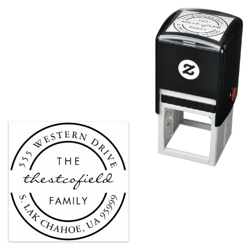 Round Logo  Family Name Return Address Self_inkin Self_inking Stamp