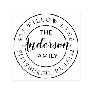 Round logo family name self inking stamp