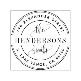 Round logo family return address self-inking stamp