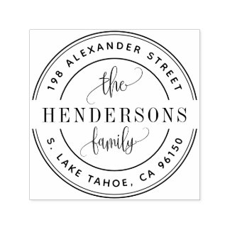 Round logo family return address self-inking stamp
