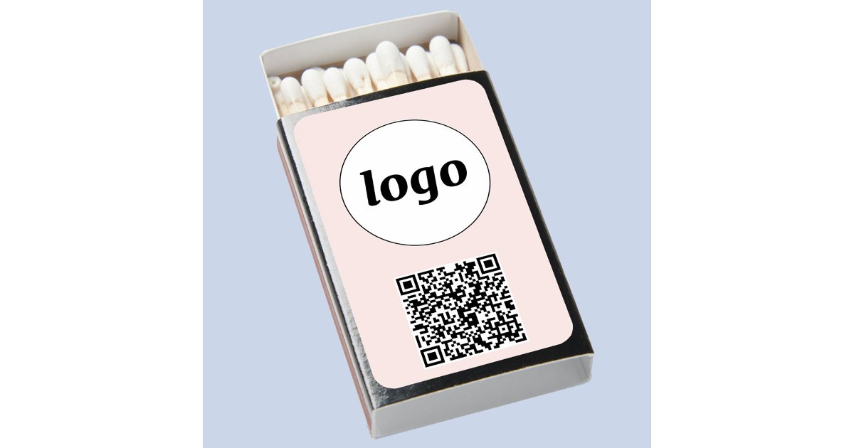 Round Logo QR Code Blush Pink Business Promotional Matchboxes | Zazzle