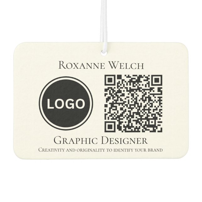 Round Logo QR code Business Company Large Air Freshener (Front)