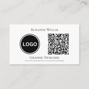 Round Logo QR code Business Company Minimal Card