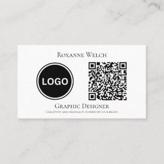 Round Logo QR code Business Company Minimal Card