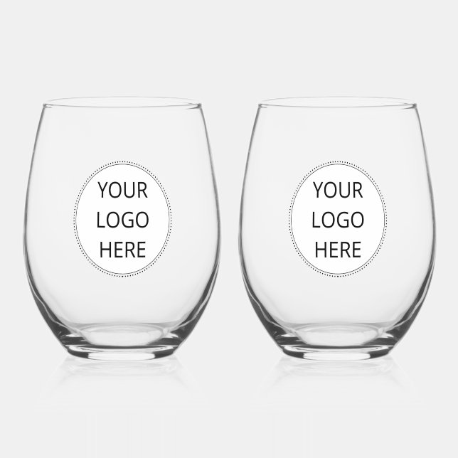 Round Logo  Stemless Wine Glass (Front)