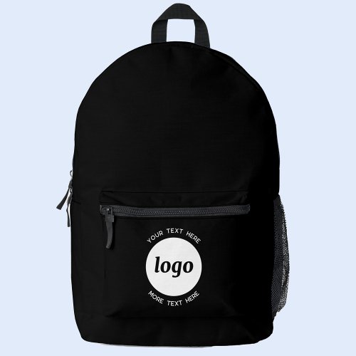 Round Logo Text Promotional Business Black Printed Backpack