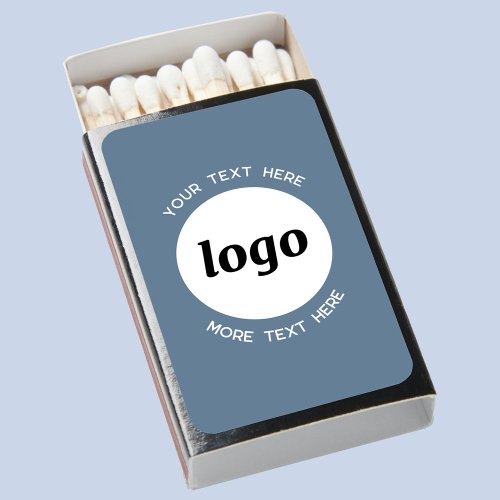 Round Logo Text Promotional Business Blue Gray Matchboxes