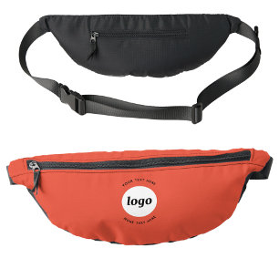 Round Logo Text Promotional Business Orange Red Fanny Pack