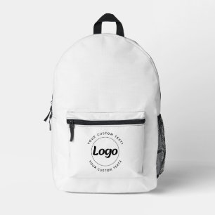 Round Logo Text Promotional Business White  Printed Backpack