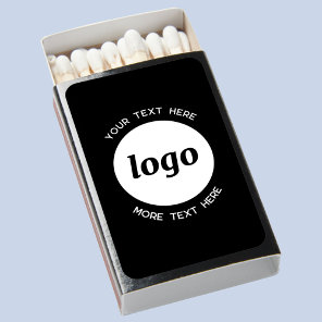 Round Logo with Text Promotional Business Black Matchboxes