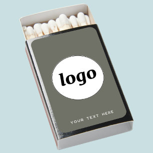 Round Logo with Text Promotional Business Green Matchboxes