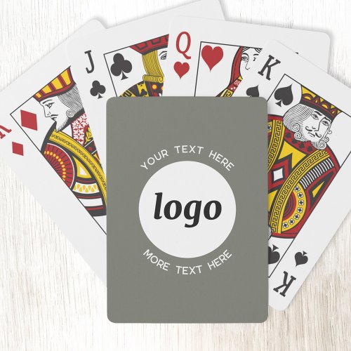 Round Logo with Text Promotional Business Green Poker Cards