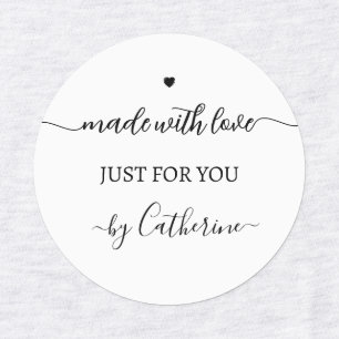 Round Made with love iron on label