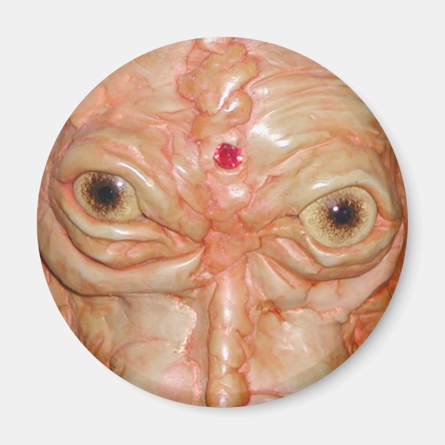 Round Magnet, "Brown Demon Eyes" Magnet (Front)