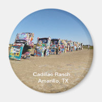 round, magnet, Cadillac Ranch, Amarillo, Texas Mag
