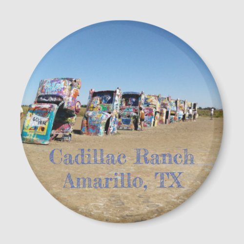 round magnet Cadillac Ranch Amarillo Texas Magnet