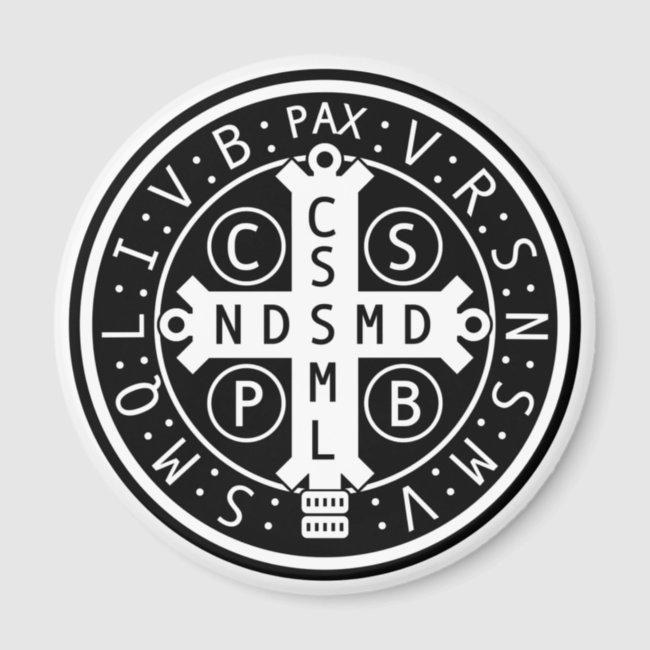 Round Magnet with Medal of St. Benedict, All sizes