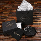 Round Marble Tray with Leather and Metal Keychain (Front)