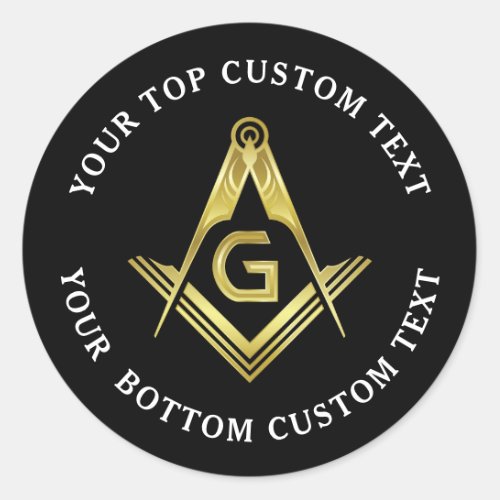 Round Masonic Stickers  Black Gold Square Compass